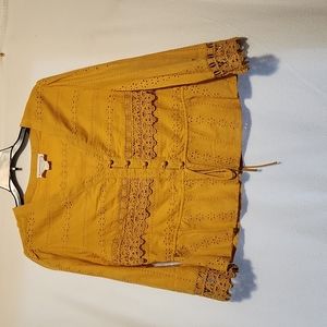 Gold eyelet blouse